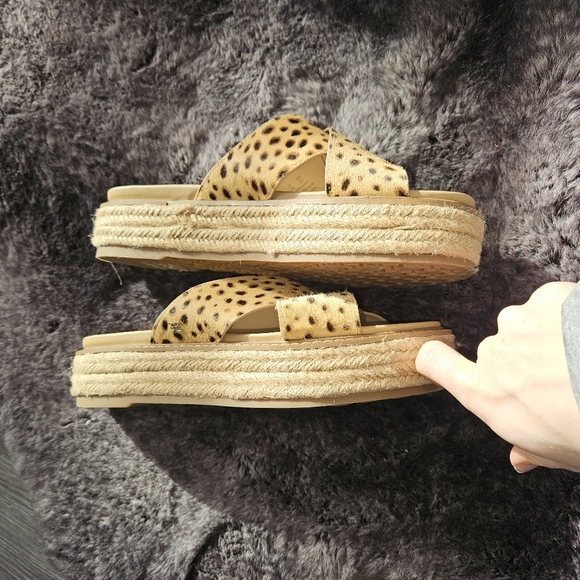 Women's Korina  printed Calf Hair Crossover Espadrille Platform Sandals - Picture 2 of 5